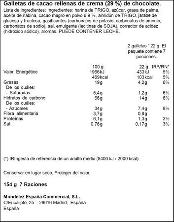 Galletas choco brownie Oreo 154g