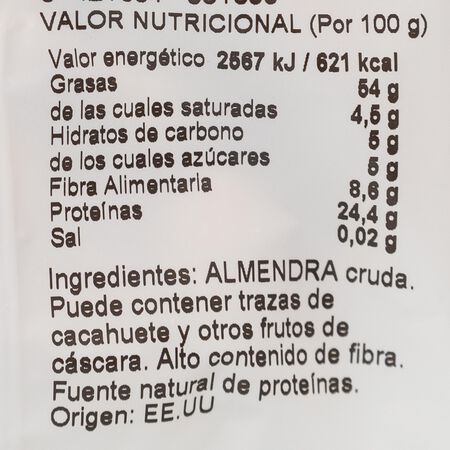 Almendra cruda Alipende 125g estándar