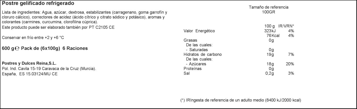 Gelatina gelli sweet Reina pack 6 sabores