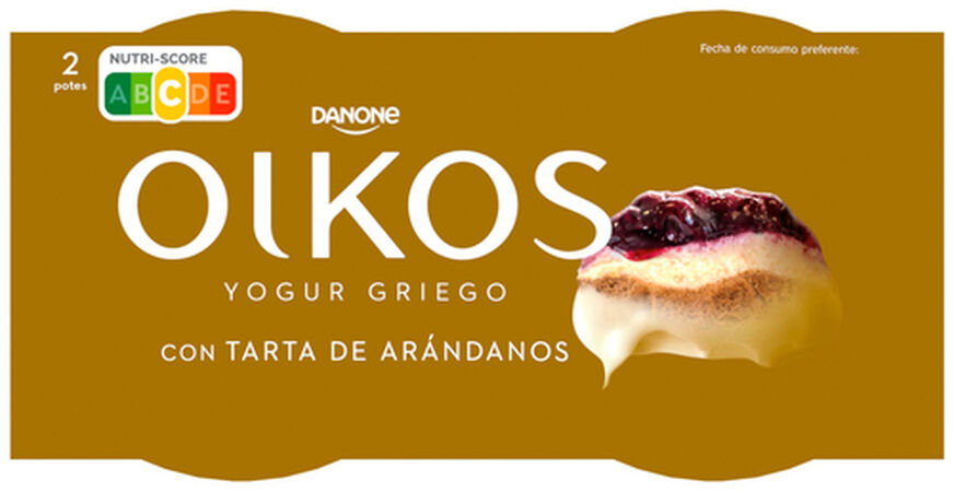 Yogur estilo griego Oikos pack 2 tarta de arándanos