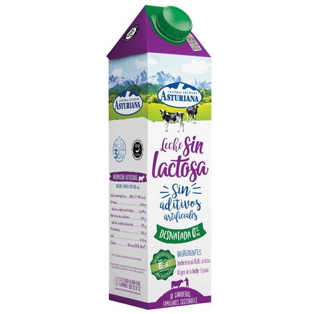 Leche sin lactosa 0,0% MG Asturiana 1l desnatada