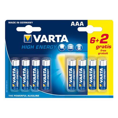 Pila Alkaline Longlife Power Varta 6 + 2 unidades AAA