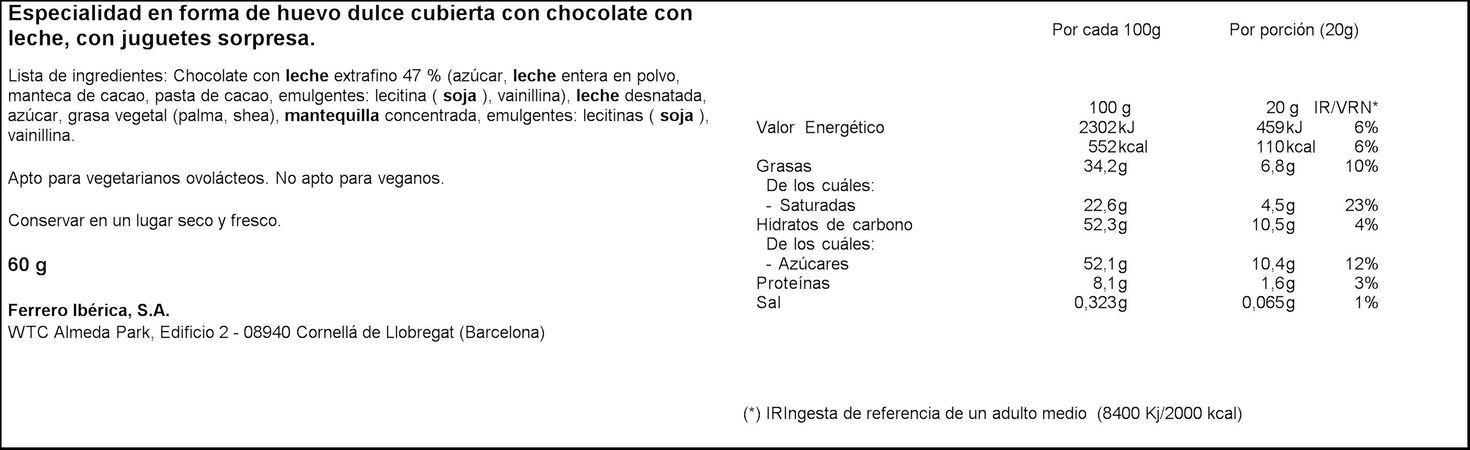 Huevo de chocolate Kinder sorpresa 3u