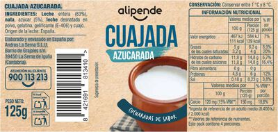 Cuajada Alipende pack 4 125g natural azucarado