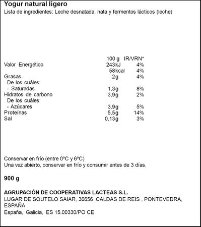 Yogur griego ligero Clesa 900gr natural