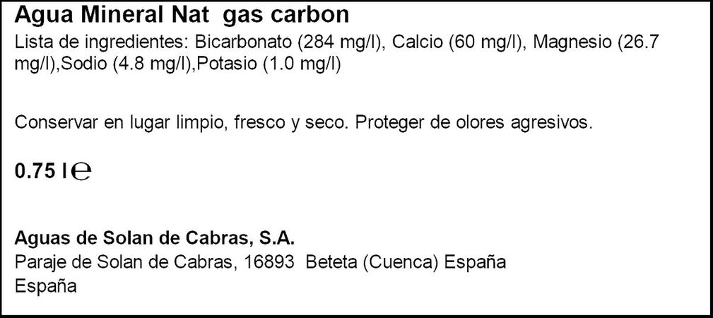 Agua con gas Solán de Cabras 750ml