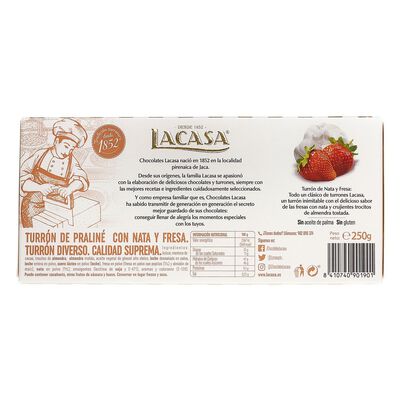 Turrón Lacasa 250g nata y fresa calidad suprema