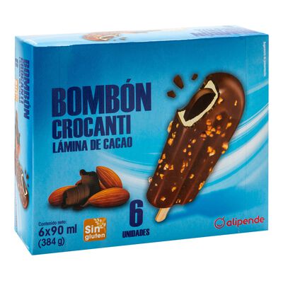 Helado bomb&oacute;n Alipende 6 uds crocanti y cacao