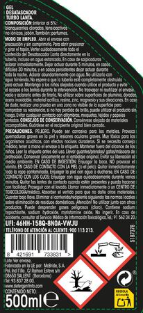 Desatascador l&iacute;quido turbo Lanta 500ml express