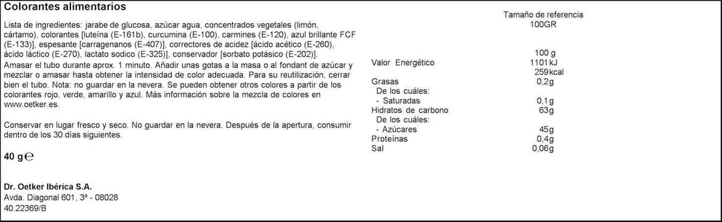 Colorantes alimentarios Dr Oetker 40g