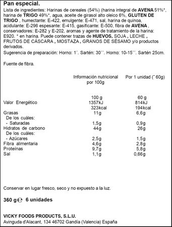 Tortilla de avena wraps Dulcesol 6 unidades