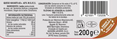 Queso havarti en lonchas Alipende 200g