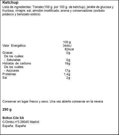 Ketchup sabor original elaborado con tomates espa&ntilde;oles Prima 290g