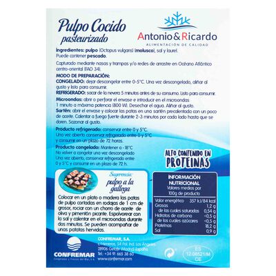 Patas de pulpo cocido Antonio y Ricardo 250g