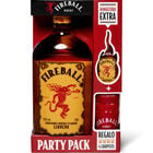 Whisky Fireball Botella de 0,7L, incluye 4 vasos de chupito y una miniatura de Fireball
