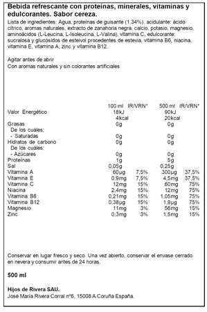 Bebida refrescante con proteína mucho Topuria 50cl Cherry KO