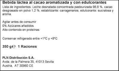 Bebida l&aacute;ctea cacao prote&iacute;nas Margui 350g