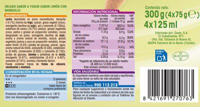 Helado cono Alipende yogurt de lim&oacute;n 4 uds