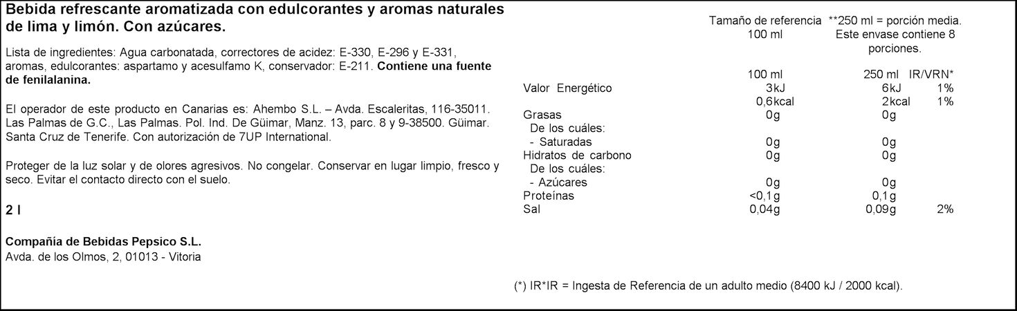 Refresco lima-limón 7Up botella 2l free