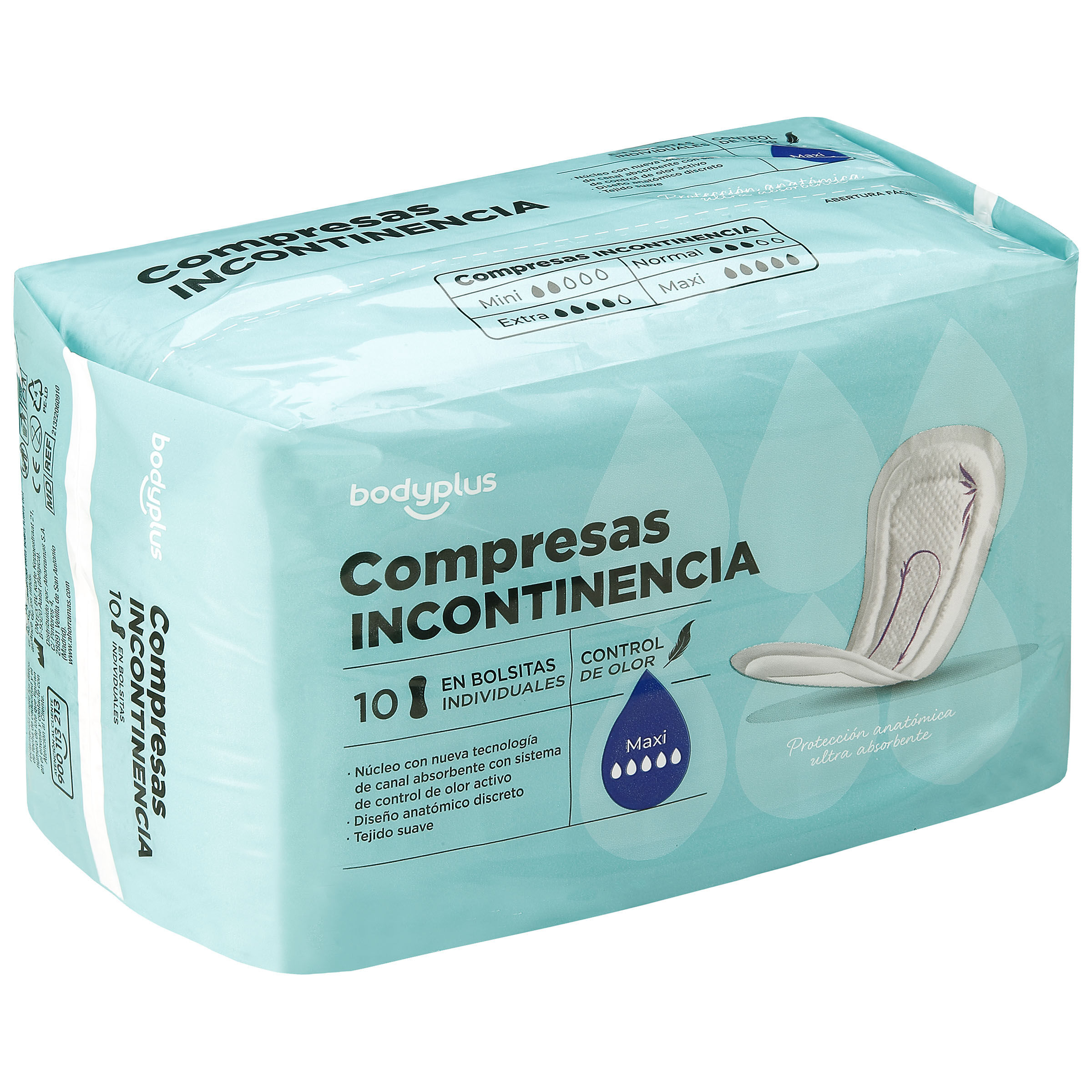 Compresa de incontinencia Bodyplus 10 unidades maxi