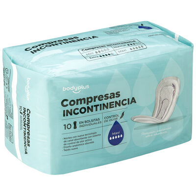 Compresa de incontinencia Bodyplus 10 unidades maxi