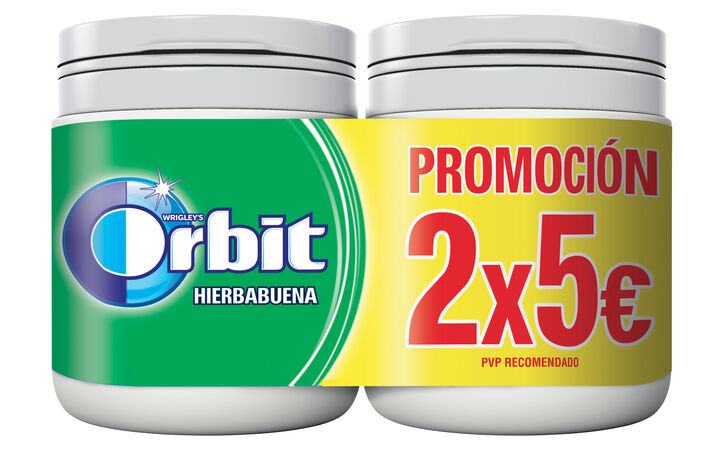 Chicles sin azúcar sabor hierbabuena Orbit 84g pack 2