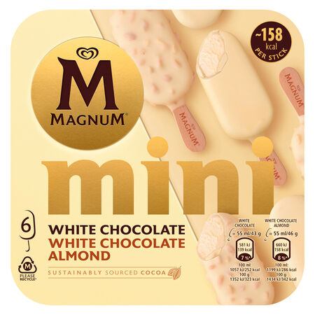 Helado Magnum mini chocolate blanco 6 uds