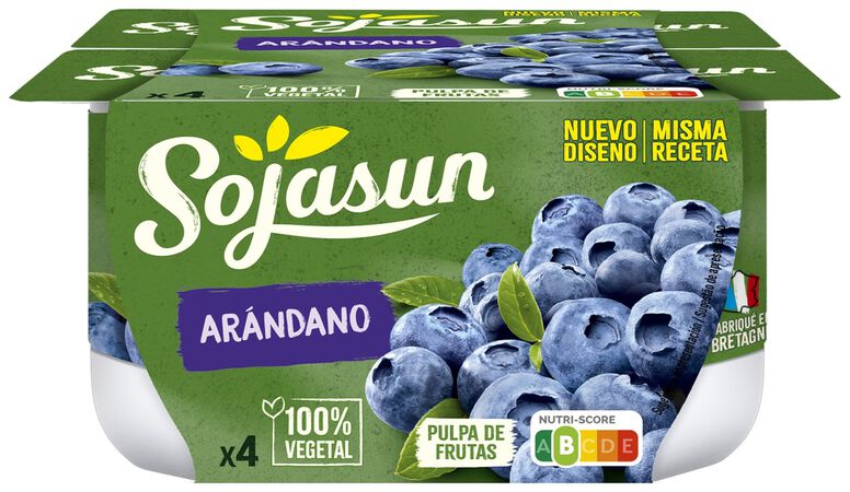 Postre bífidus Sojasun pack 4 arándanos