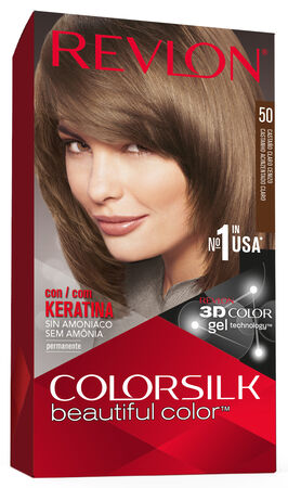 Tinte de cabello sin amon&iacute;aco Revlon Colorsilk n&ordm;50 casta&ntilde;o claro ceniza
