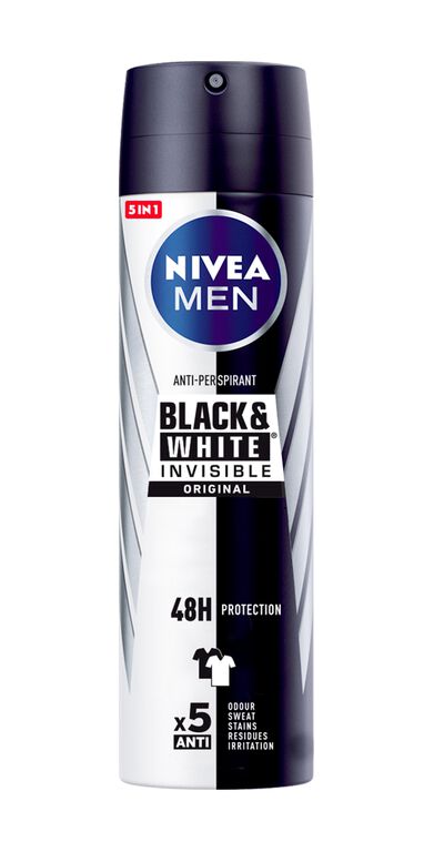 Desodorante en spray Nivea men 200ml invisible ropa blanca y negra