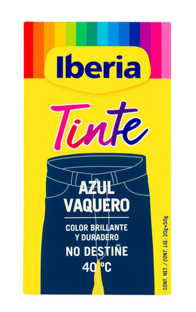 Tinte para ropa Iberia 40ºc 2 sobres azul vaquero no destiñe