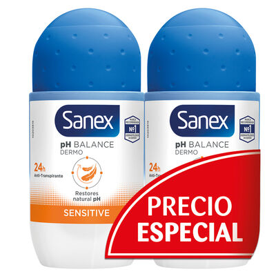 Desodorante roll-on Sanex pack 2 50ml sensitive