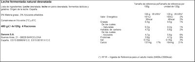 Yogur desnatado Vitalinea pack 4 natural