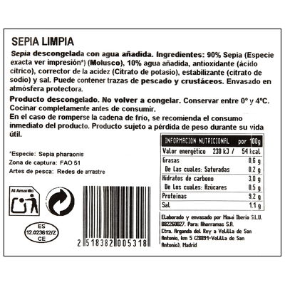 Sepia limpia bandeja
