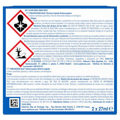 Insecticida el&eacute;ctrico recambio Raid  2 unidades Noche