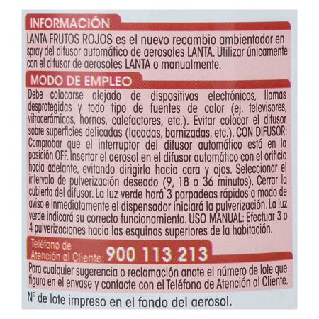 Ambientador automático Lanta recambio frutos rojos