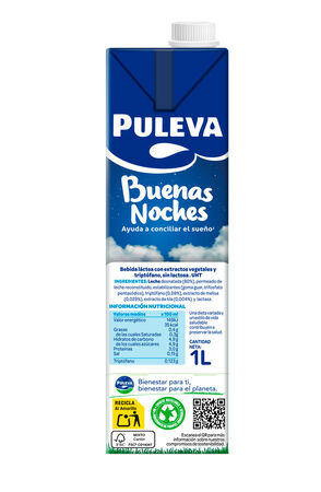 Bebida láctea sin lactosa Puleva 1l buenas noches