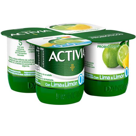 Bífidus probiótico Activia 0% pack 4 lima limón