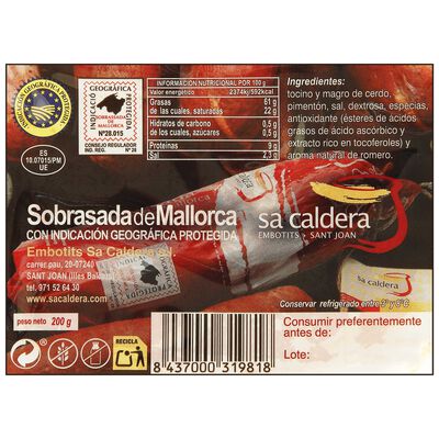 Sobrasada de mallorca Caldera 200g