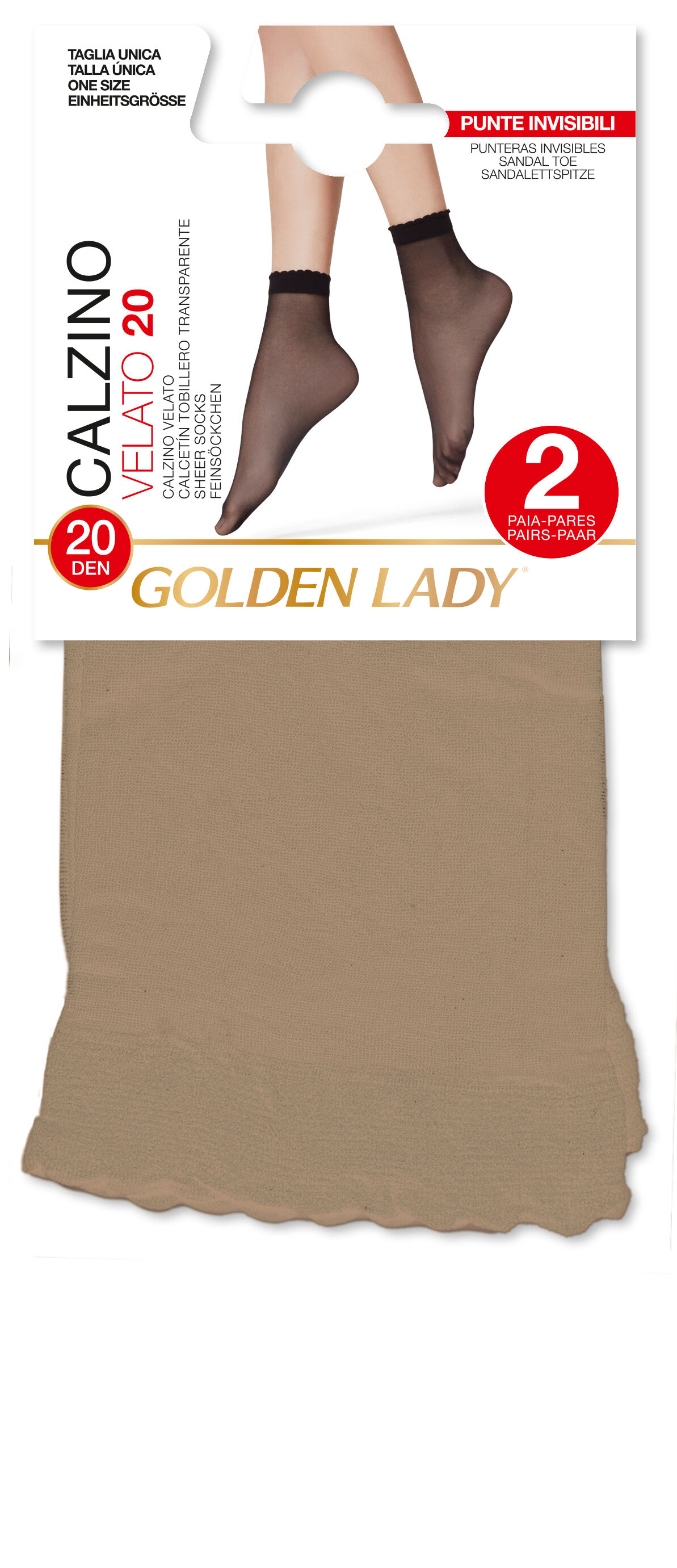 Tobillero 20D Golden Lady  Talla U 2 unidades Melon