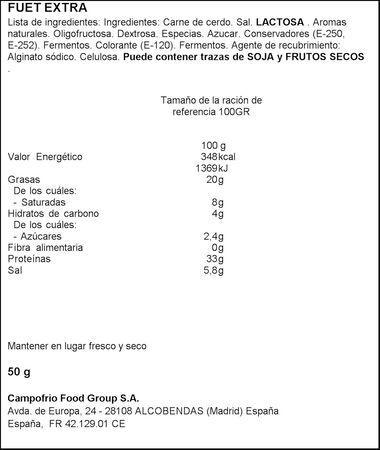 Minifuet reducido en grasa Campofr&iacute;o 50g