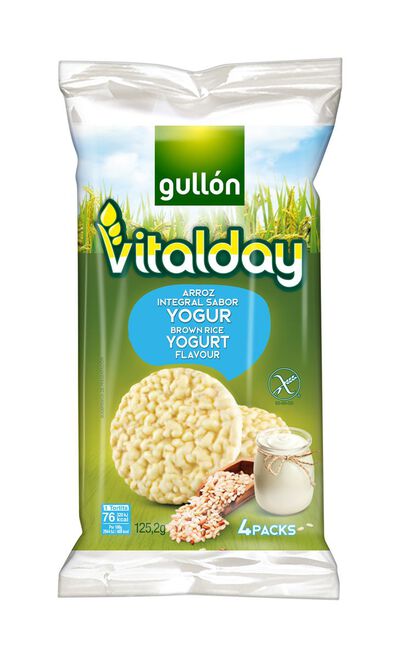 Tortitas de arroz integral de yogur con chocolate blanco sin gluten Vitalday 125g