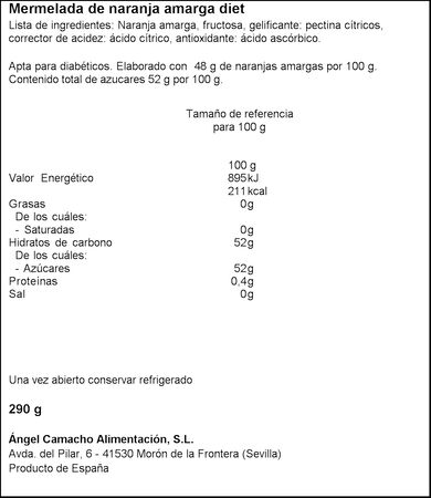 Mermelada diet la vieja fabrica 290g naranja amarga