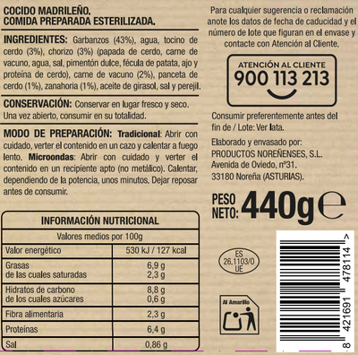 Cocido madrile&ntilde;o sin gluten Alipende 440g