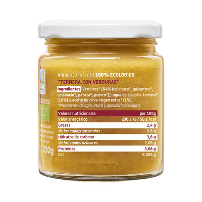 Alimento infantil ecol&oacute;gico de ternera con verduras Smileat 230 g