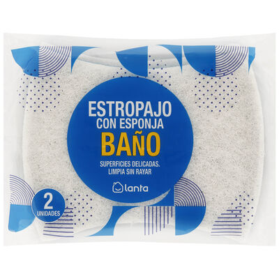 Estropajo fibra blanca Lanta 2 unidades ba&ntilde;o