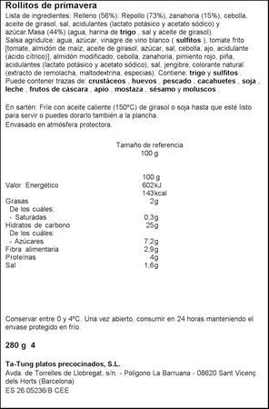 Rollitos primavera Ta-Tung 280g