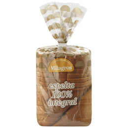 Pan de molde 100% integral de espelta Milagros, 460 g
