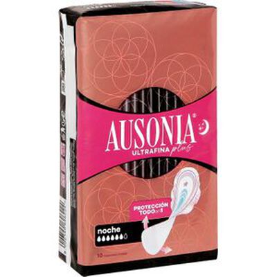Compresa extrafina plus alas Ausonia 10 unidades noche
