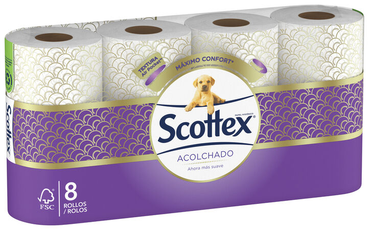 Papel higiénico Scottex 8 rollos acolchado